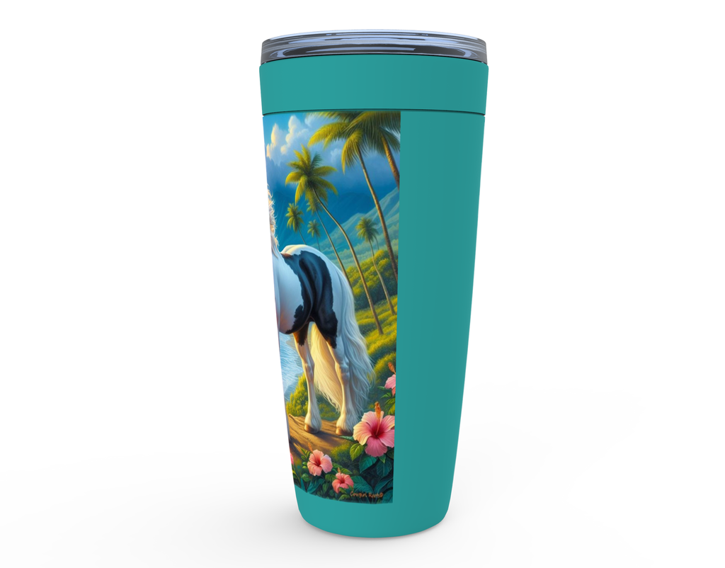 Cowgirl Roots™ Tropical Black and White Paint Tumbler 20oz Rodeo Barrel Racer Stainless Steel Insulated Hot and Cold Travel Tumbler Mugs