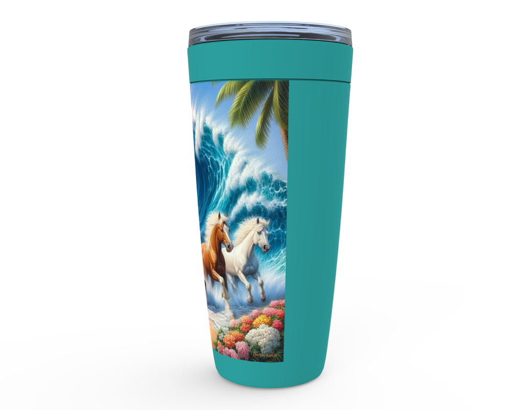 Cowgirl Roots™ Tumbler 20oz Wave of Horses Stainless Steel Insulated Hot and Cold Travel Tumbler Mugs