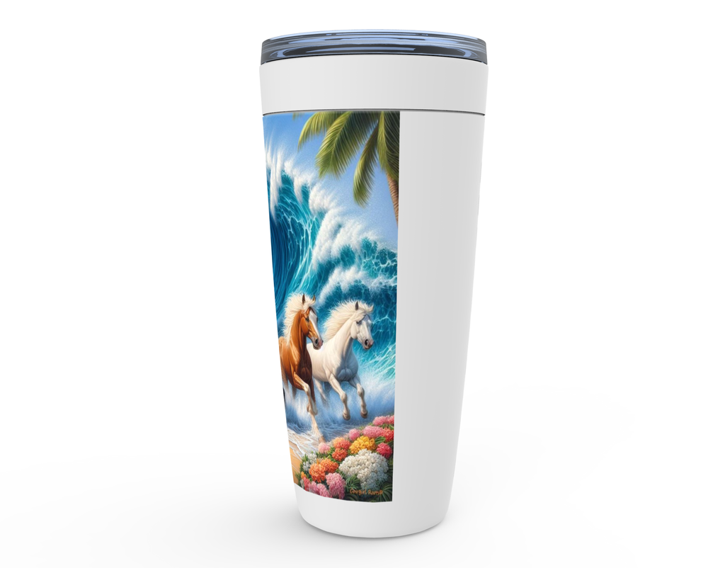 Cowgirl Roots™ Tumbler 20oz Wave of Horses Stainless Steel Insulated Hot and Cold Travel Tumbler Mugs