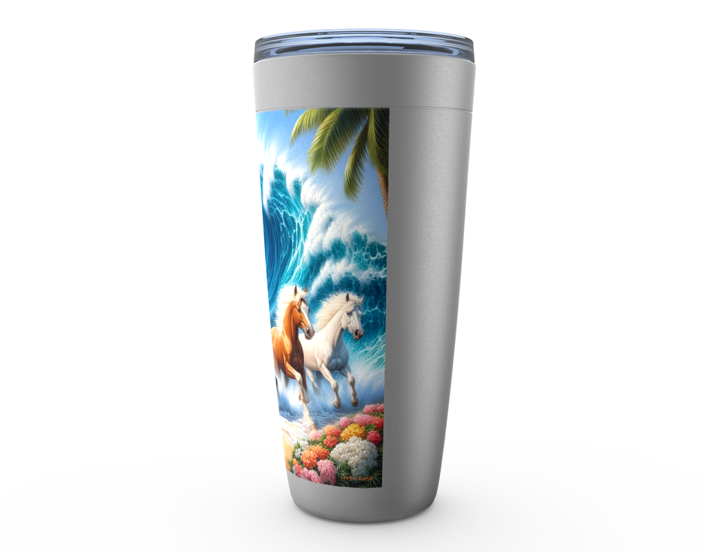 Cowgirl Roots™ Tumbler 20oz Wave of Horses Stainless Steel Insulated Hot and Cold Travel Tumbler Mugs