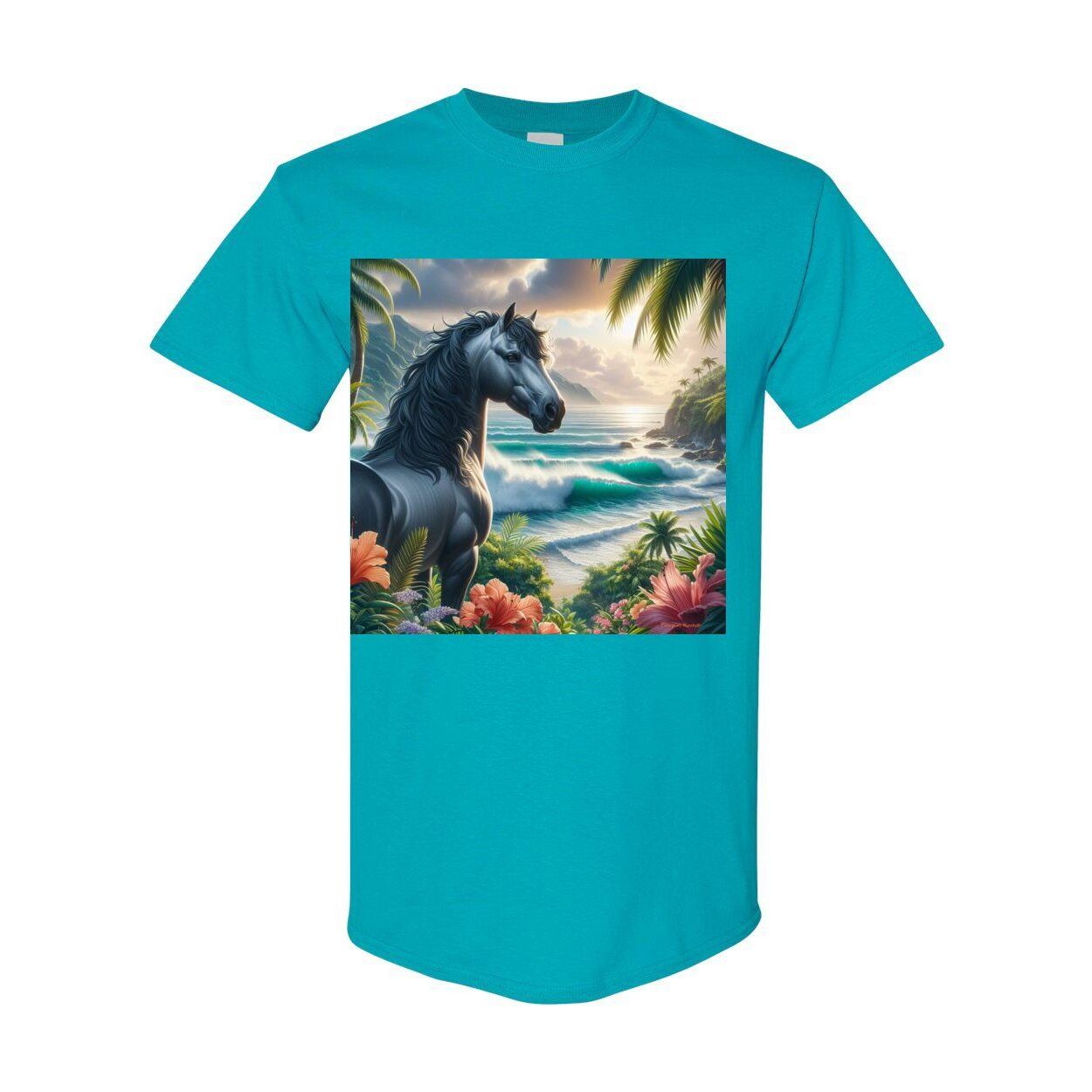 Tropical Grey Stallion Horse T Shirts