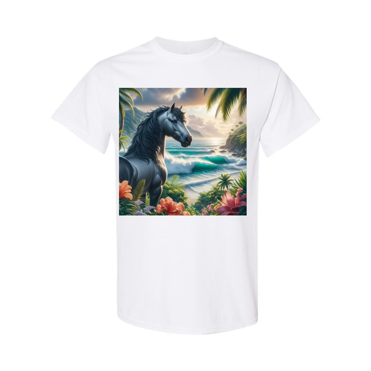 Tropical Grey Stallion Horse T Shirts