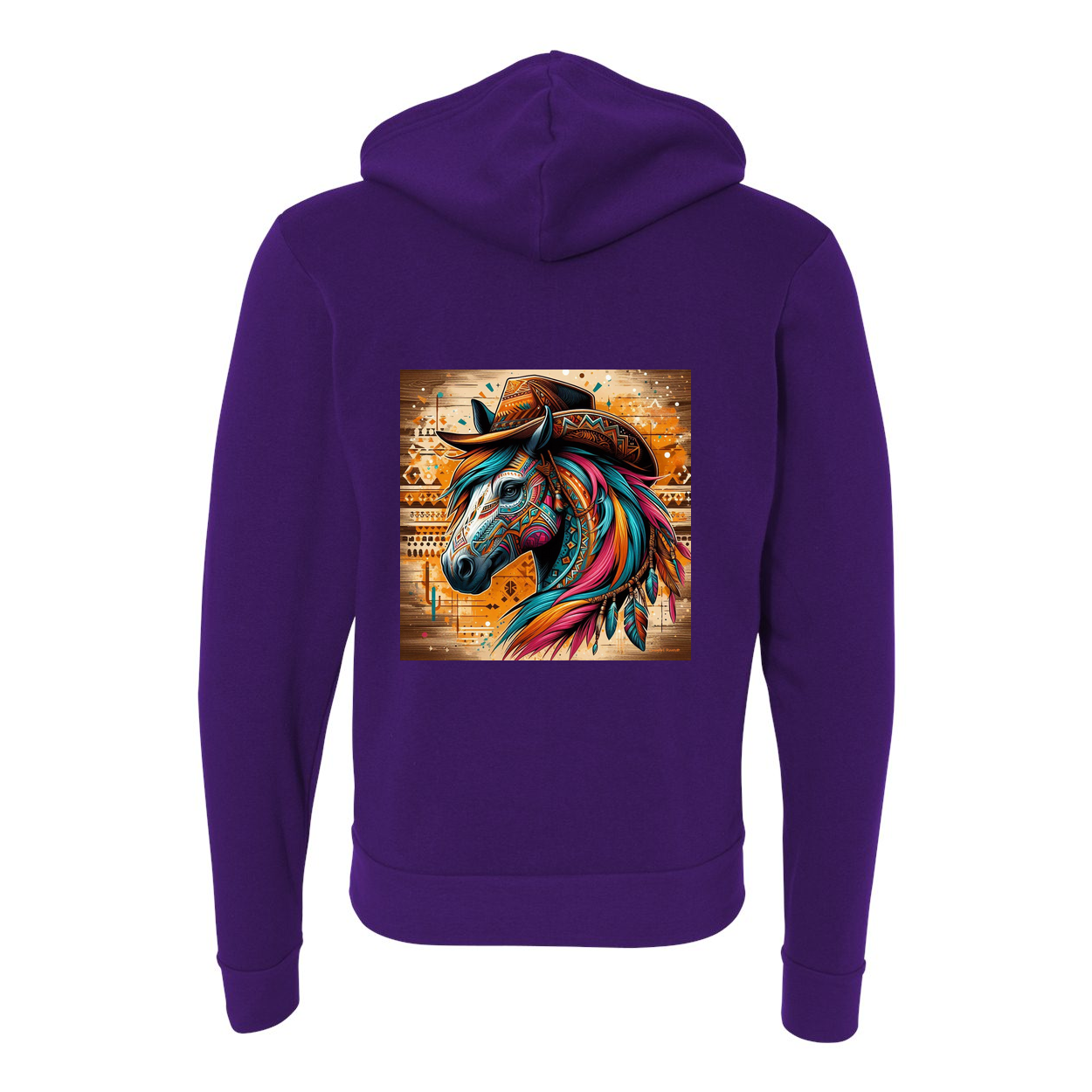 Cowboy Gus Tribal Horse Zip-Up Front Pocket Sweatshirts