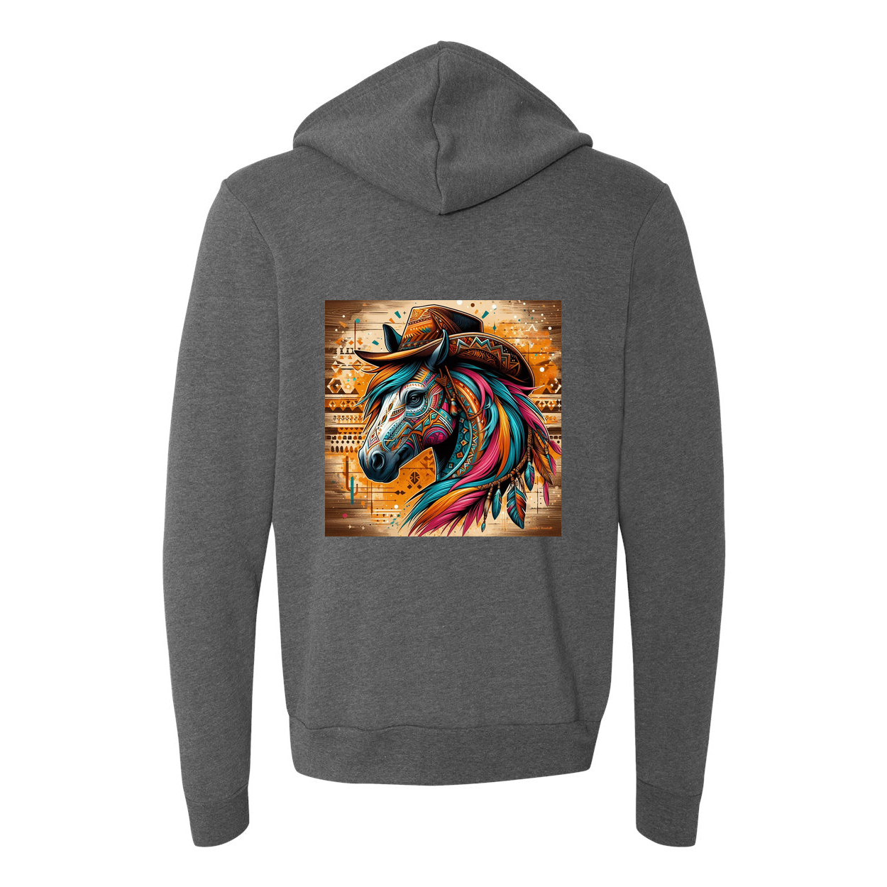 Cowboy Gus Tribal Horse Zip-Up Front Pocket Sweatshirts