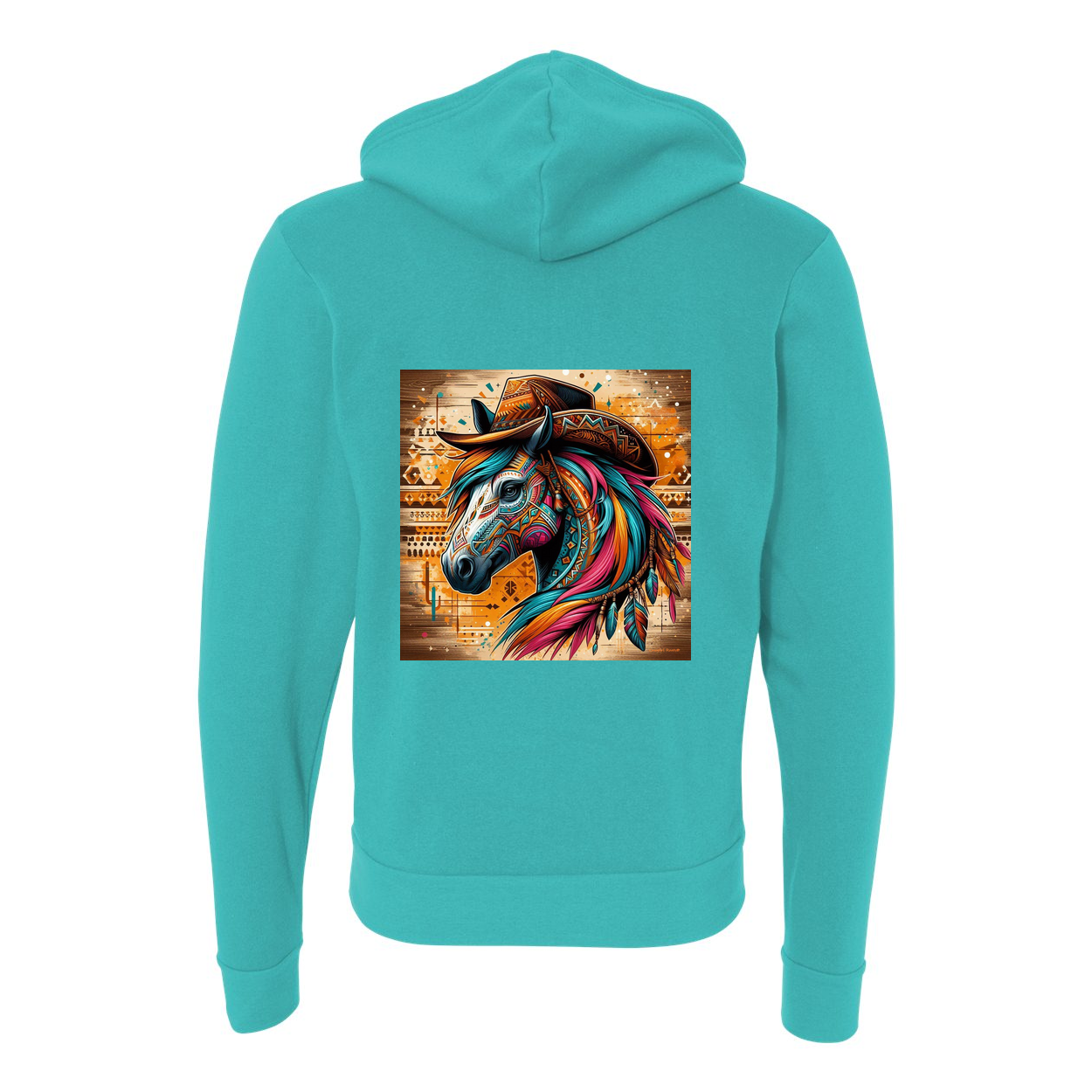 Cowboy Gus Tribal Horse Zip-Up Front Pocket Sweatshirts