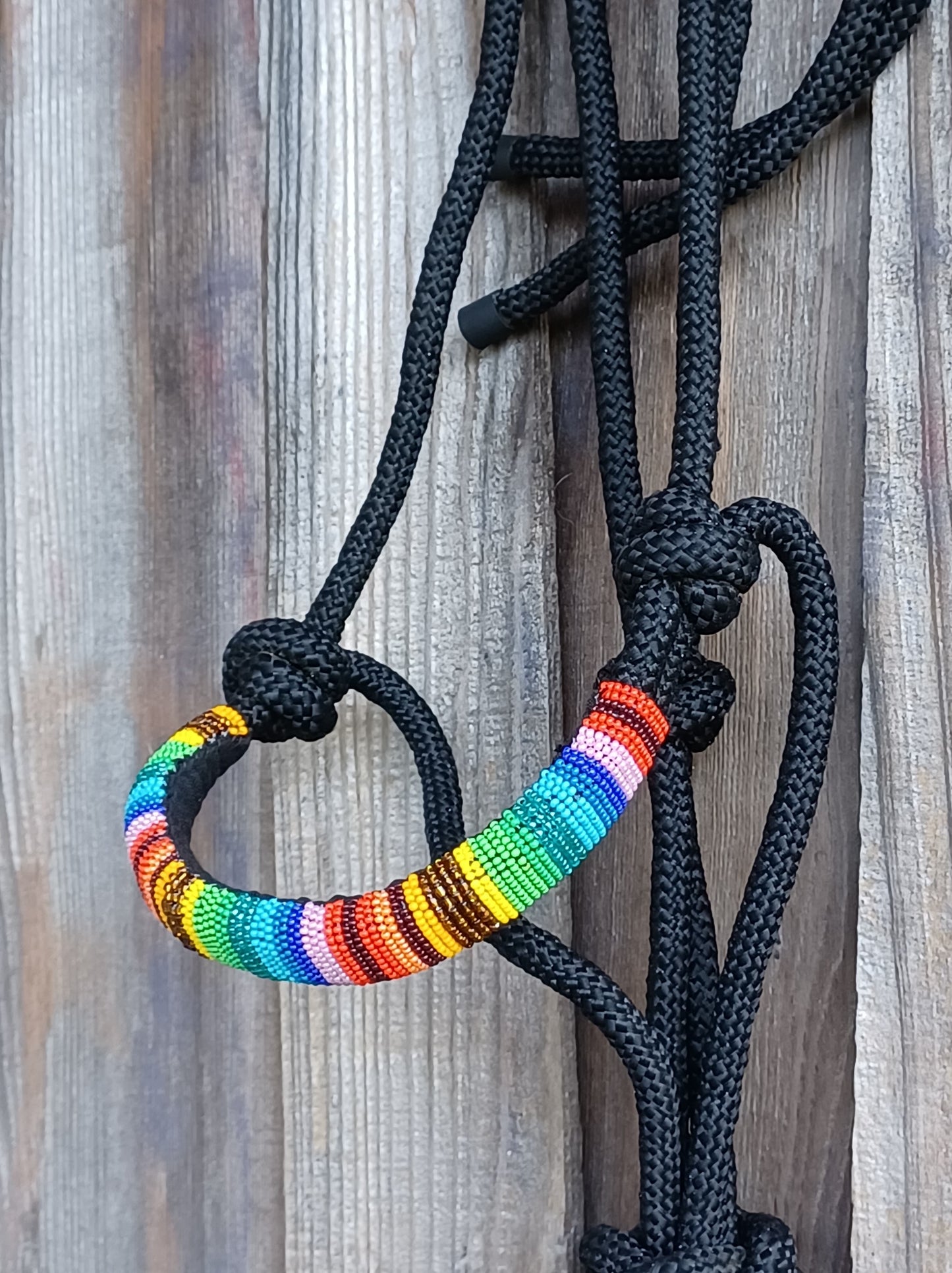 Chocolate Serape Beaded Rope Horse and Pony Halters with Lead
