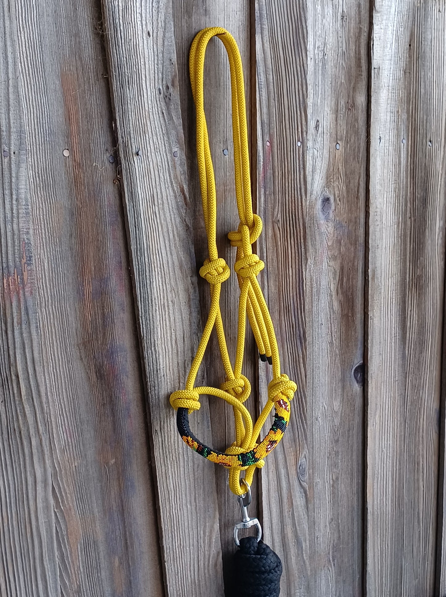 Sunflower Beaded Rope Horse and Pony Halters with Lead Yellow