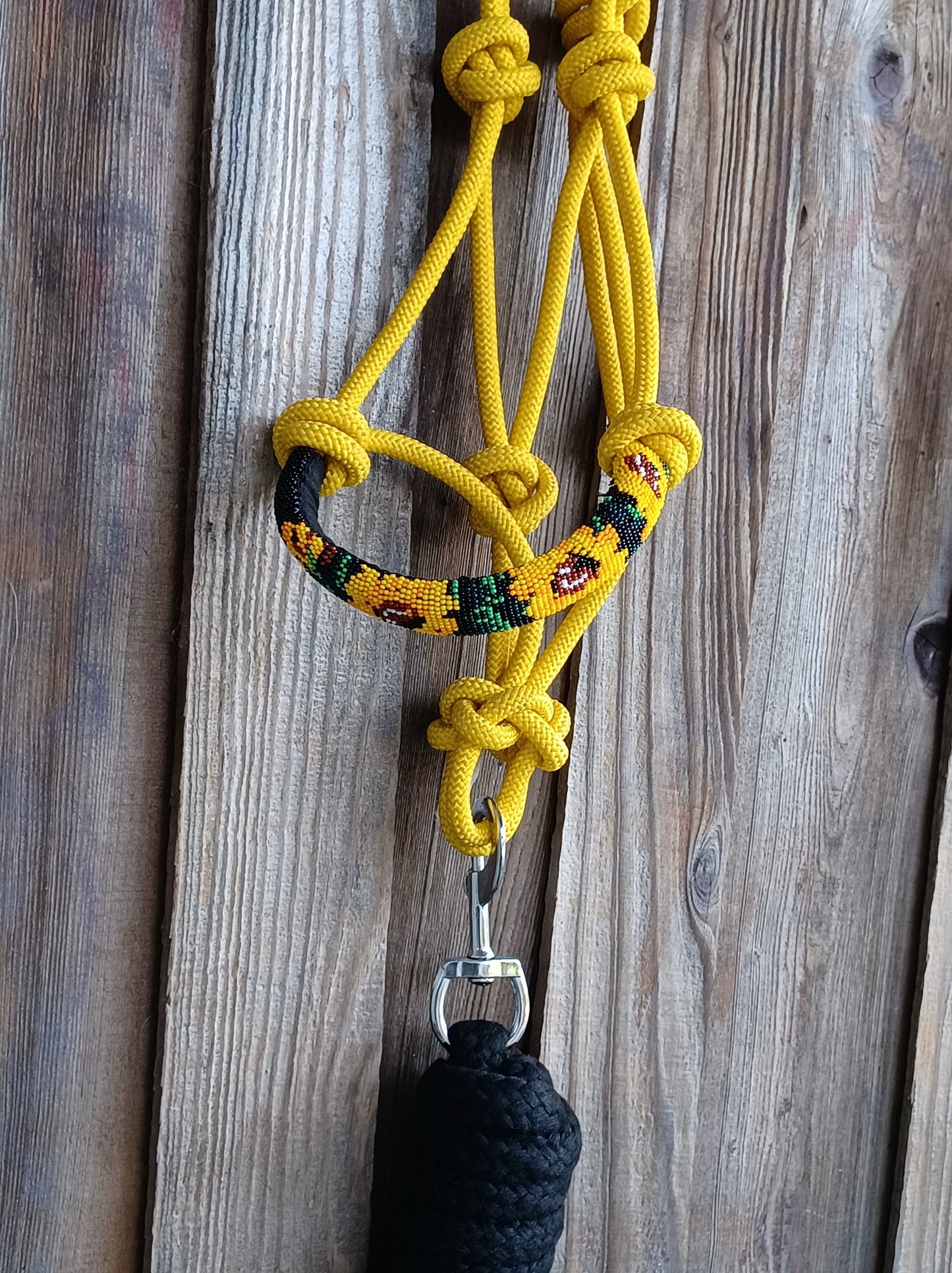 Sunflower Beaded Rope Horse and Pony Halters with Lead Yellow