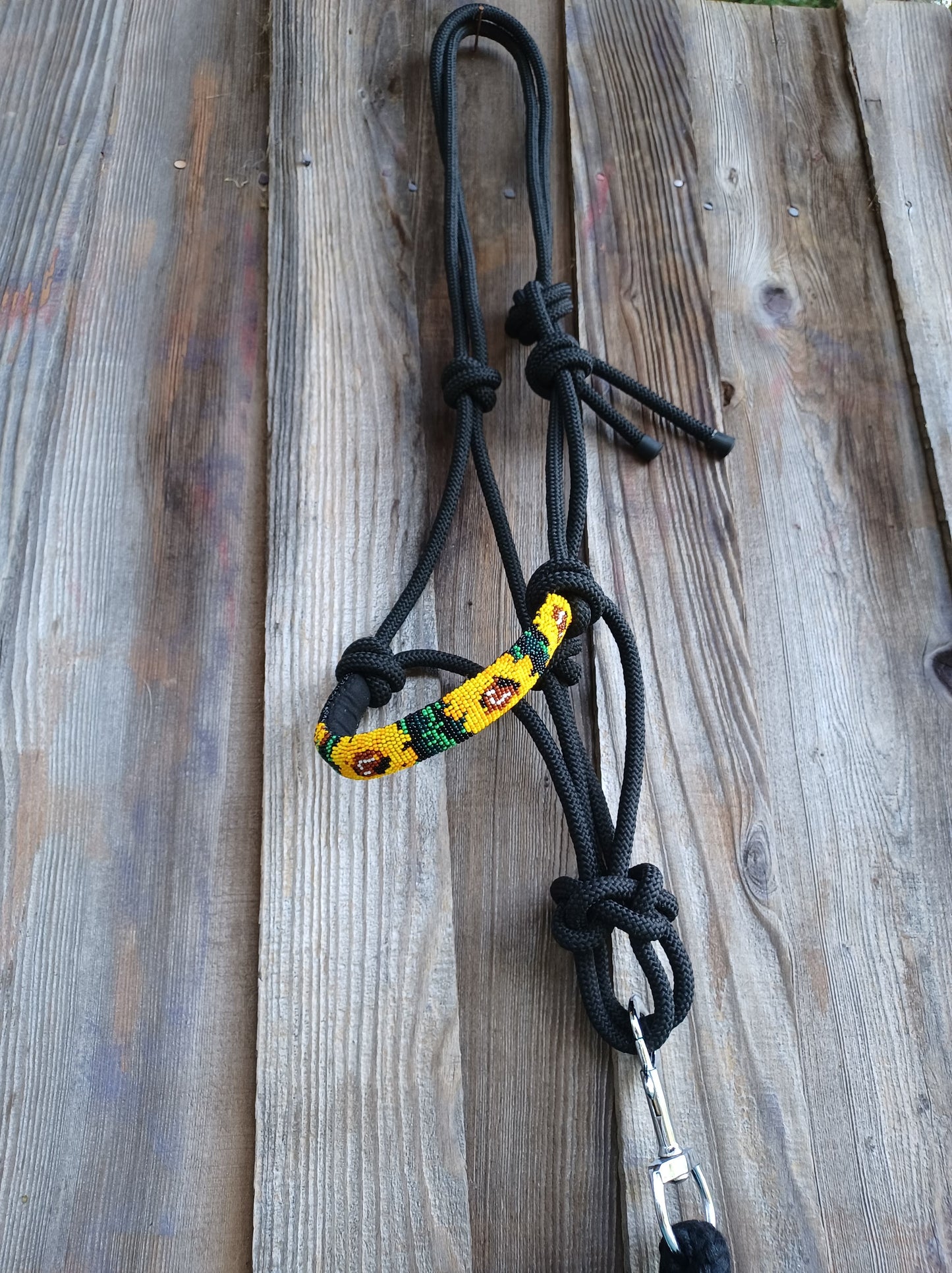 Sunflower Beaded Rope Horse and Pony Halters with Lead