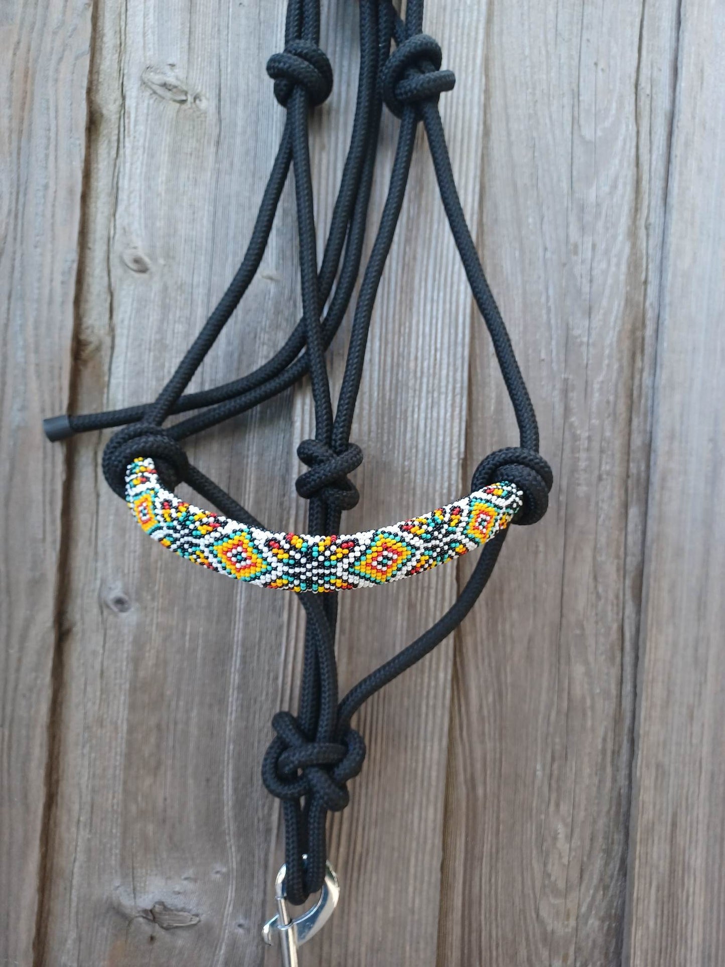 Tribal Feather Star Beaded Rope Horse and Pony Halters with Lead