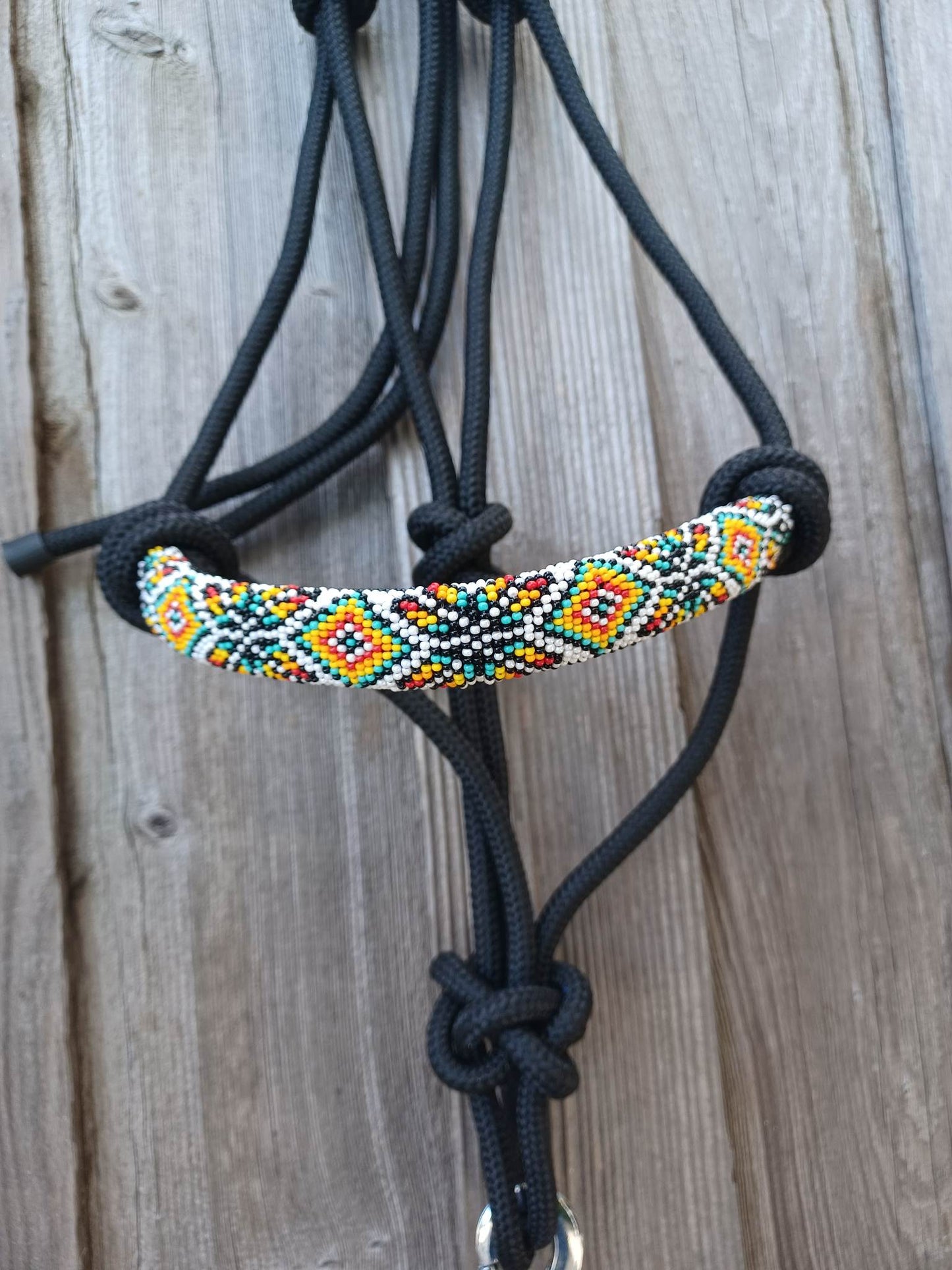 Tribal Feather Star Beaded Rope Horse and Pony Halters with Lead