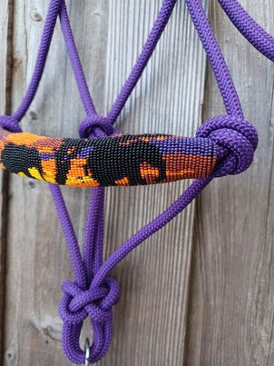 Emba's Elephant Sunset Beaded Rope Horse and Pony Halters with Lead