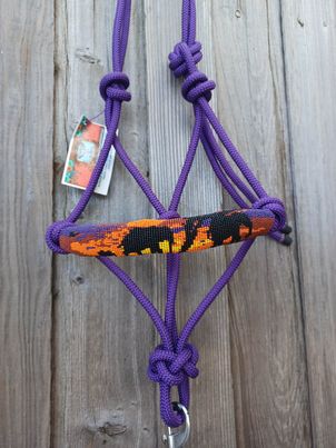 Emba's Elephant Sunset Beaded Rope Horse and Pony Halters with Lead