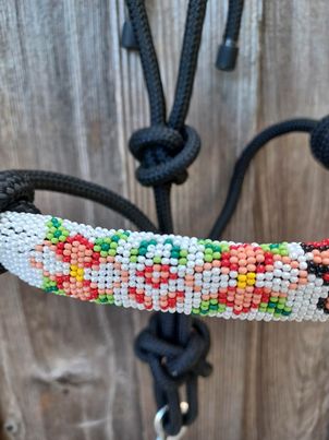 Butterfly Beaded Rope Horse and Pony Halters with Lead
