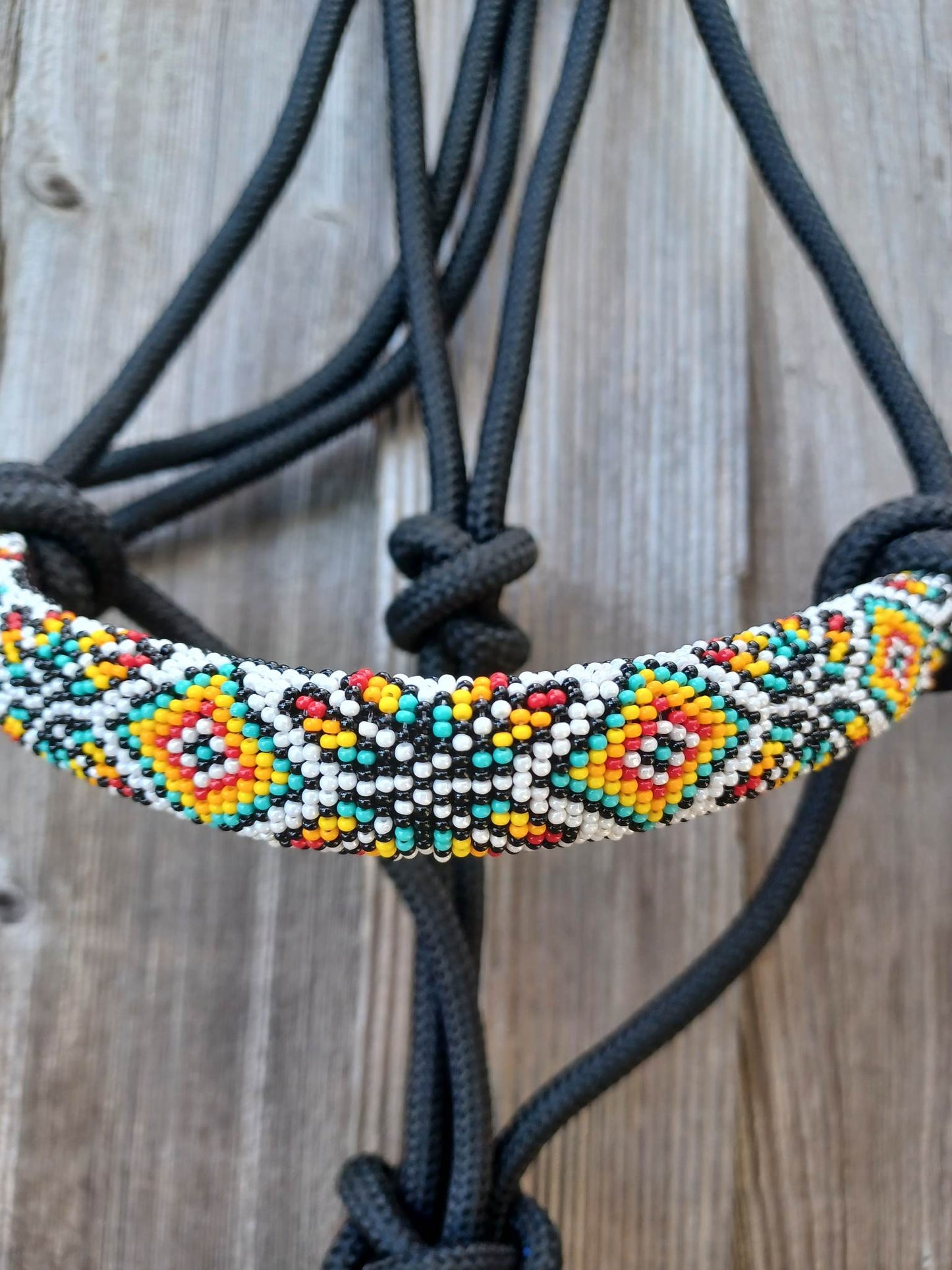 Tribal Feather Star Beaded Rope Horse and Pony Halters with Lead