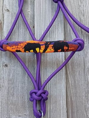 Emba's Elephant Sunset Beaded Rope Horse and Pony Halters with Lead