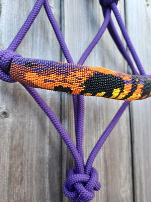Emba's Elephant Sunset Beaded Rope Horse and Pony Halters with Lead