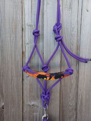 Emba's Elephant Sunset Beaded Rope Horse and Pony Halters with Lead
