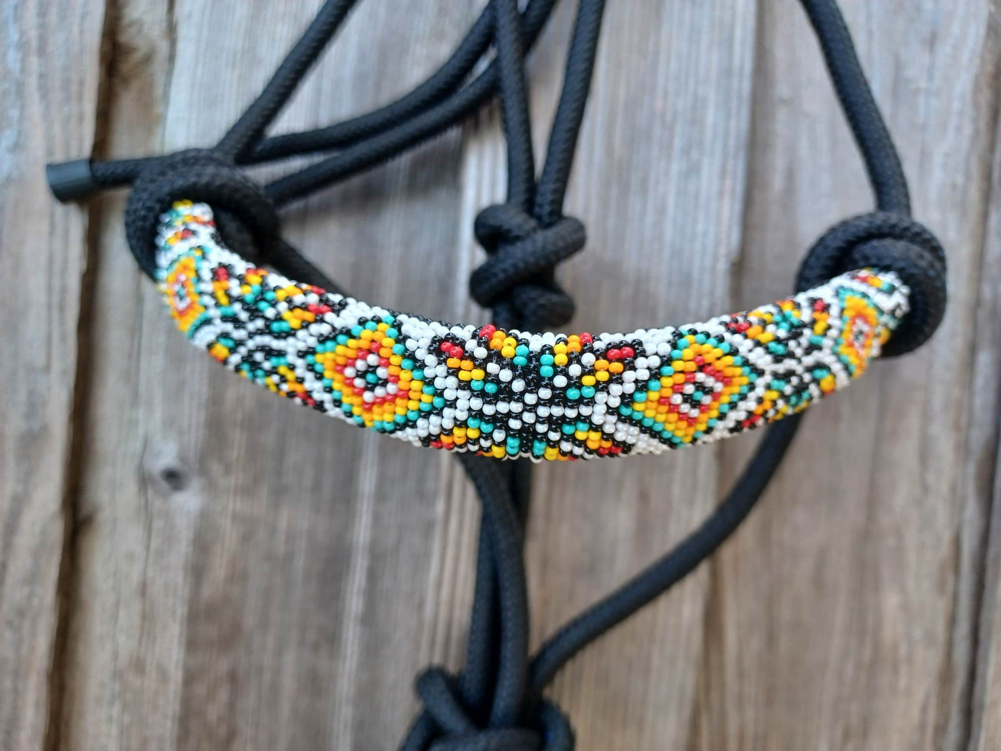 Tribal Feather Star Beaded Rope Horse and Pony Halters with Lead