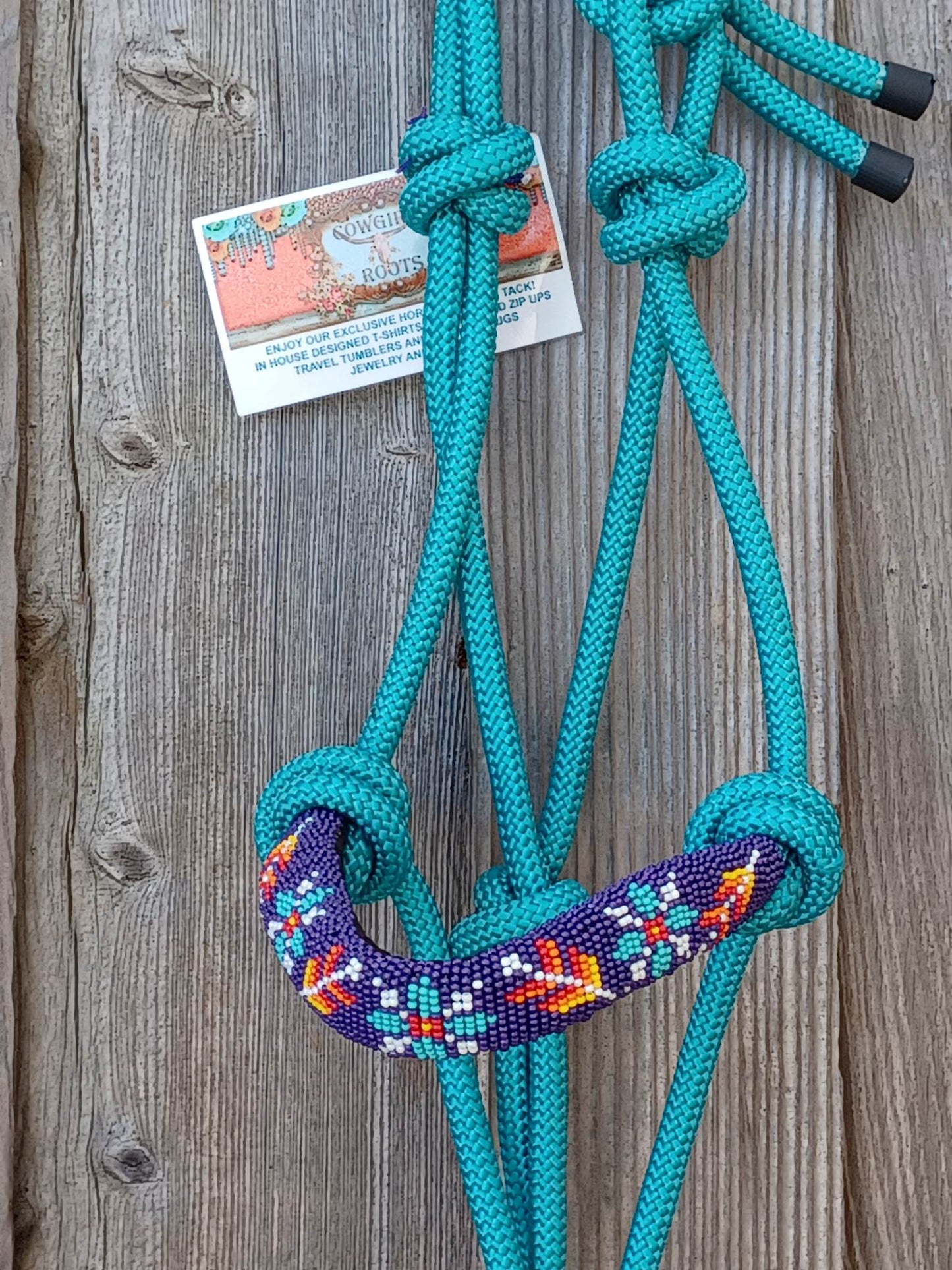 Zephyr Flower Arrow Beaded Rope Horse and Pony Halters with Lead