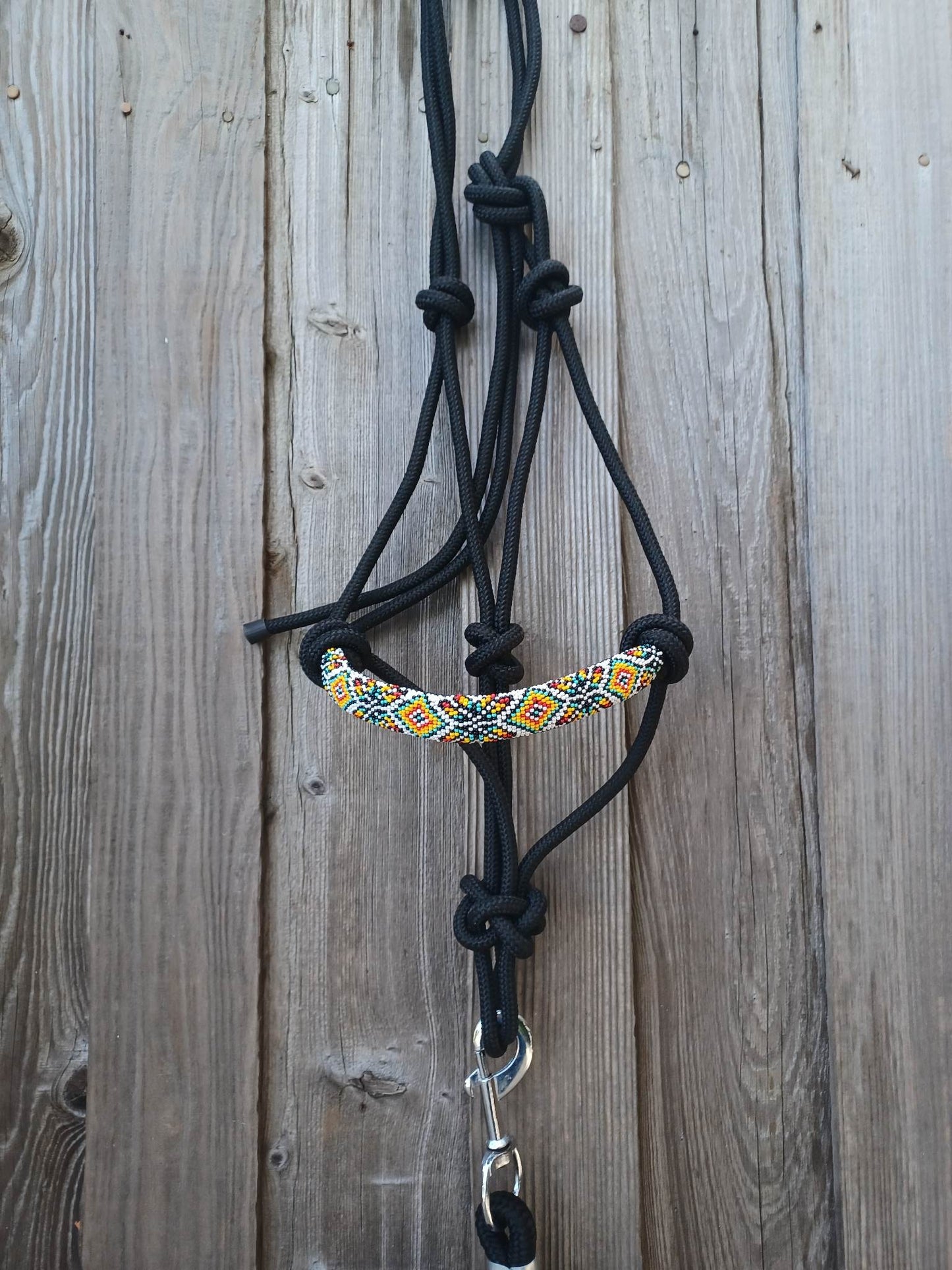 Tribal Feather Star Beaded Rope Horse and Pony Halters with Lead