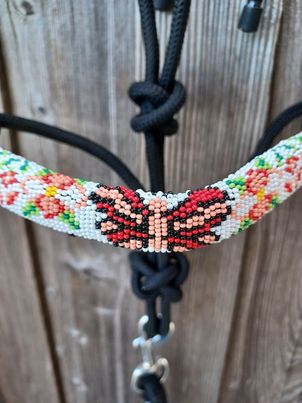Butterfly Beaded Rope Horse and Pony Halters with Lead