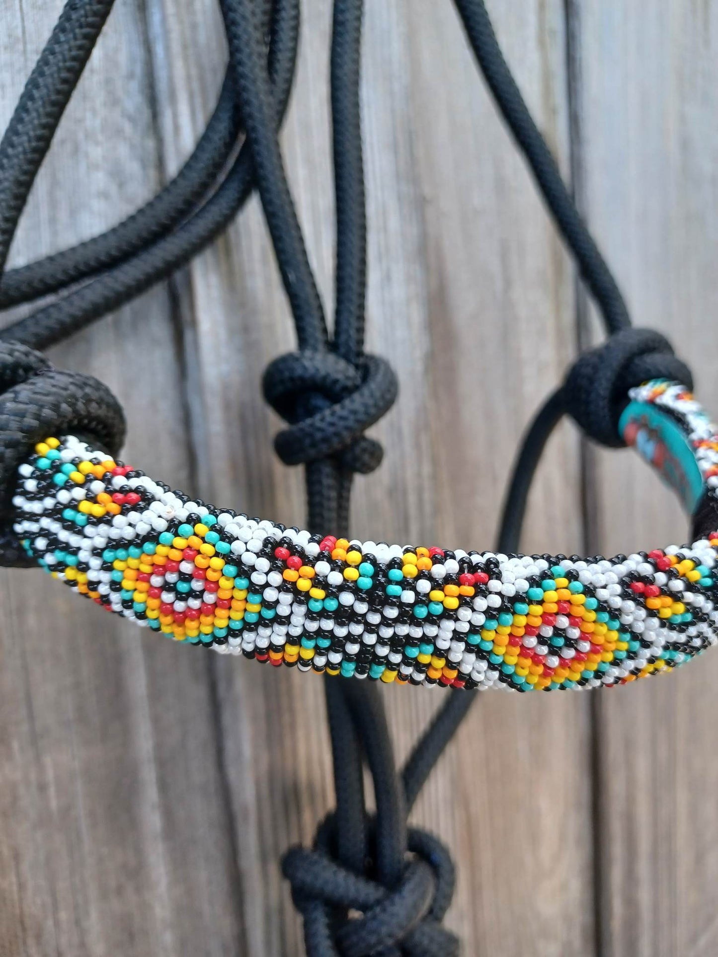 Tribal Feather Star Beaded Rope Horse and Pony Halters with Lead