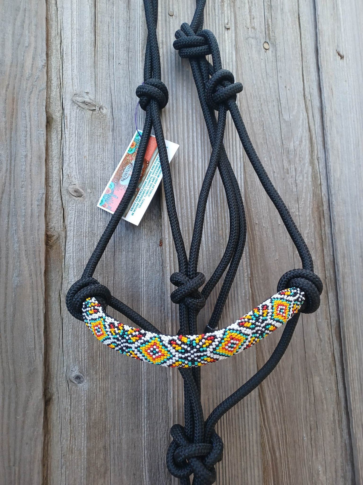 Tribal Feather Star Beaded Rope Horse and Pony Halters with Lead