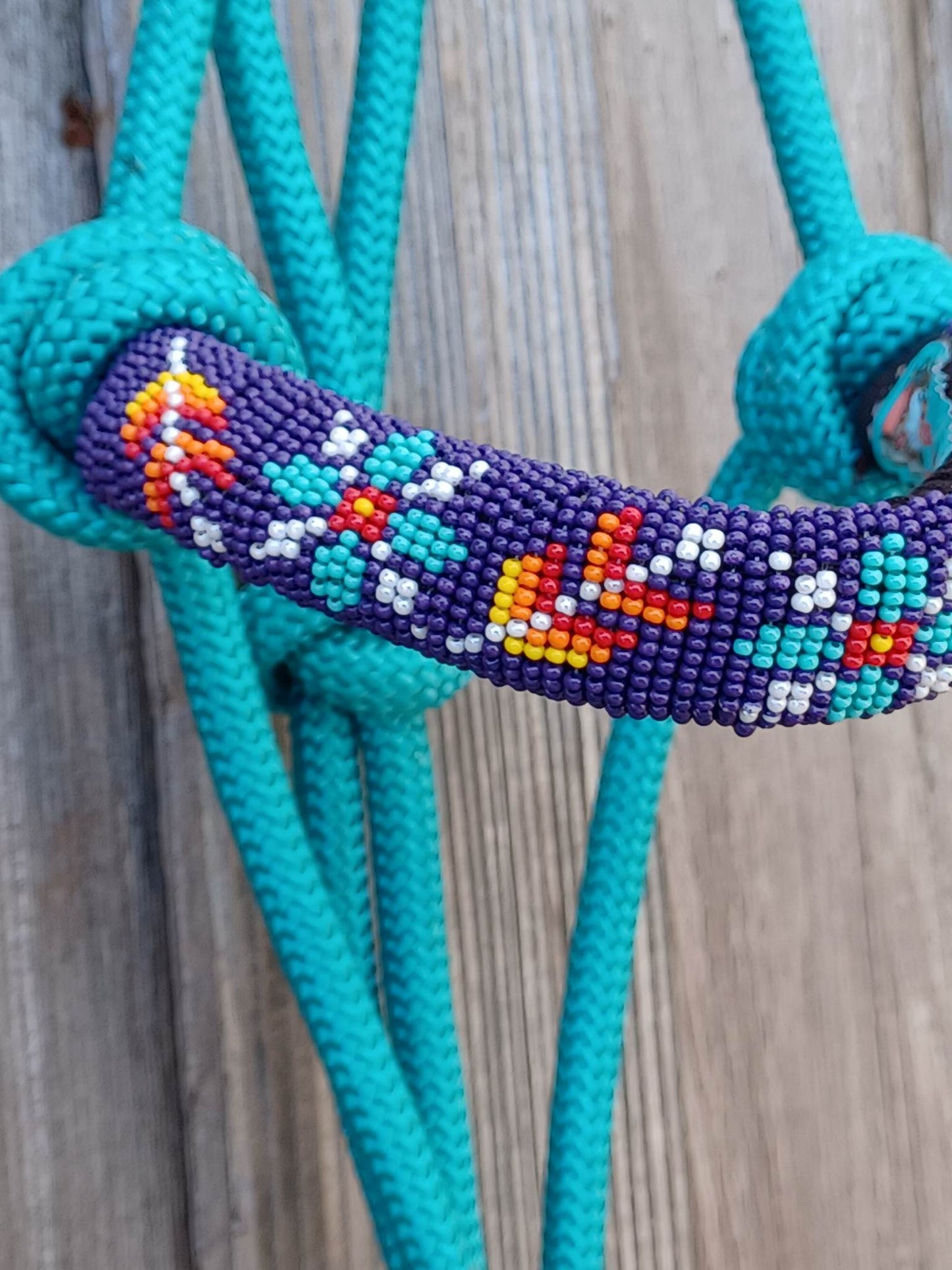 Zephyr Flower Arrow Beaded Rope Horse and Pony Halters with Lead