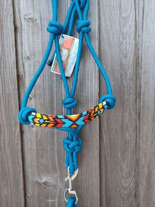 Feather Arrows Beaded Rope Horse and Pony Halters with Lead