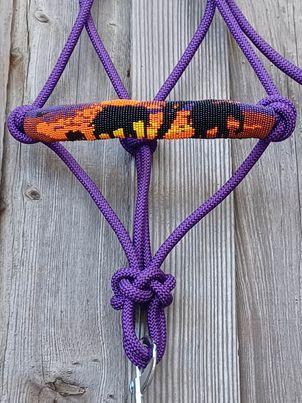 Emba's Elephant Sunset Beaded Rope Horse and Pony Halters with Lead