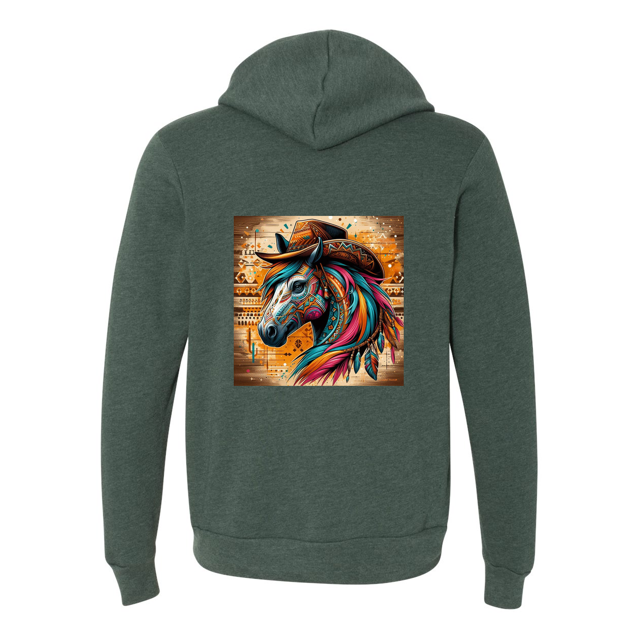 Cowboy Gus Tribal Horse Zip-Up Front Pocket Sweatshirts