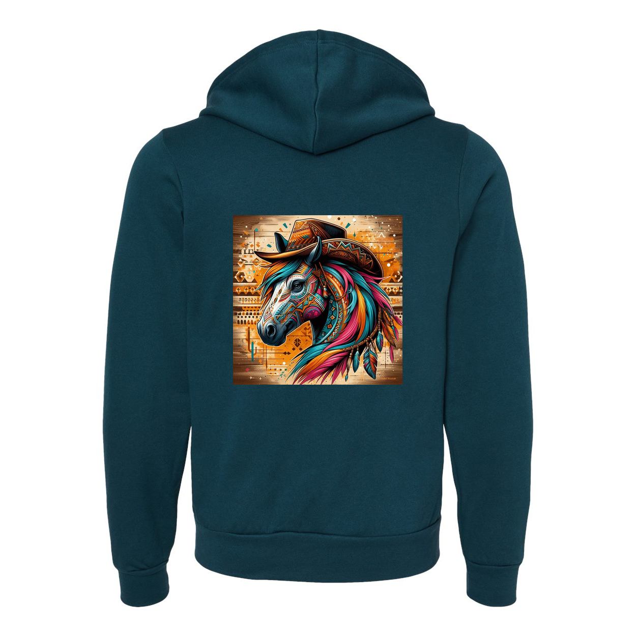 Cowboy Gus Tribal Horse Zip-Up Front Pocket Sweatshirts