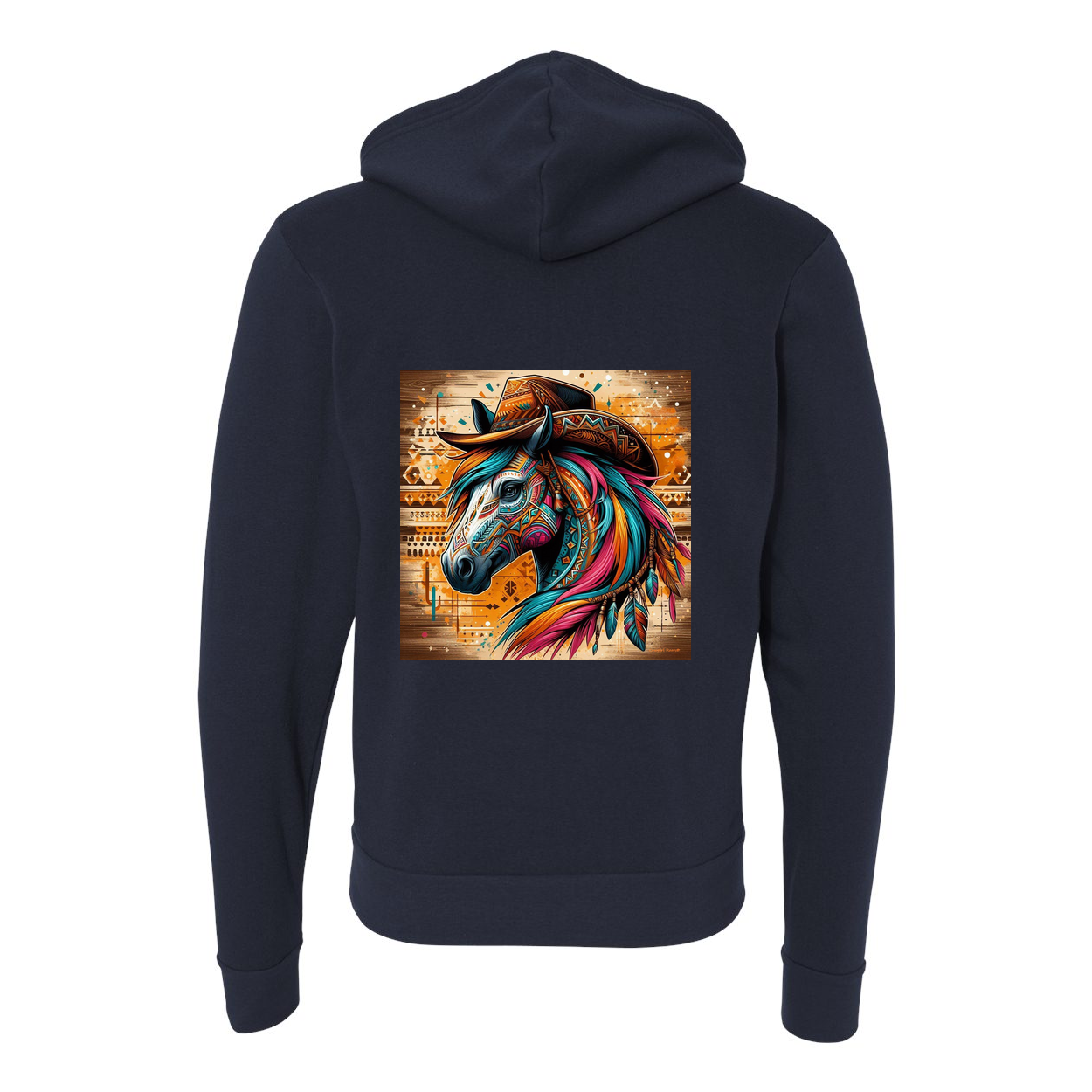 Cowboy Gus Tribal Horse Zip-Up Front Pocket Sweatshirts