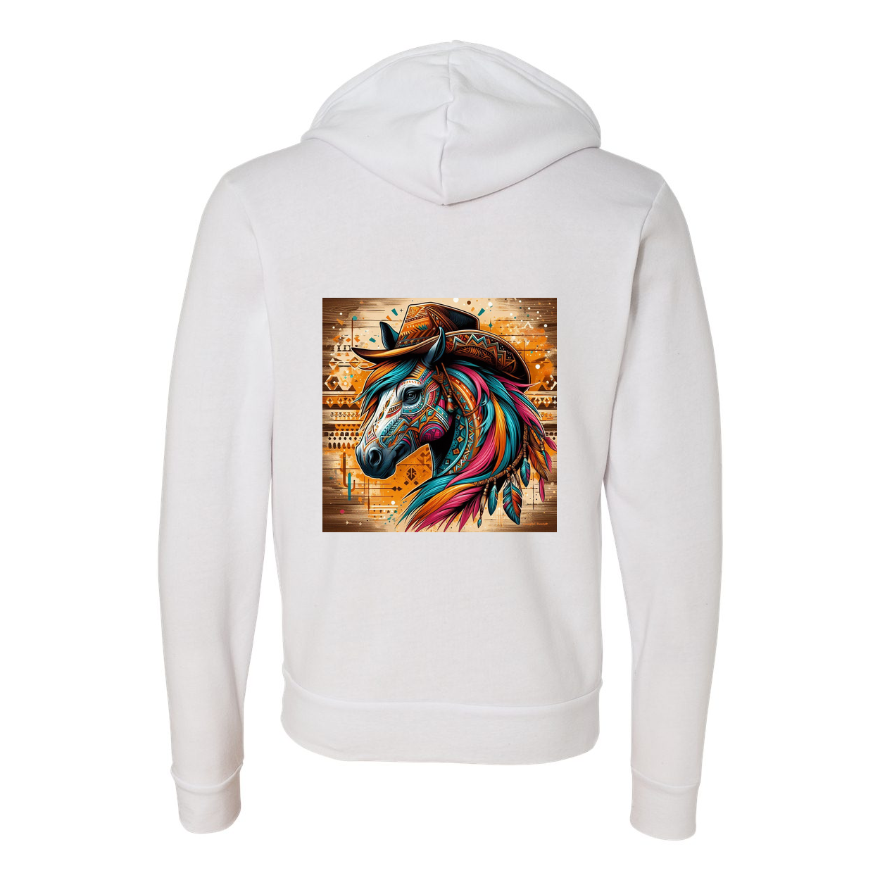 Cowboy Gus Tribal Horse Zip-Up Front Pocket Sweatshirts