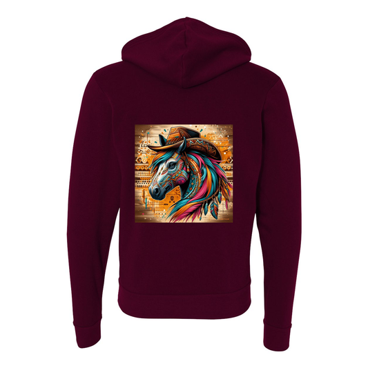 Cowboy Gus Tribal Horse Zip-Up Front Pocket Sweatshirts