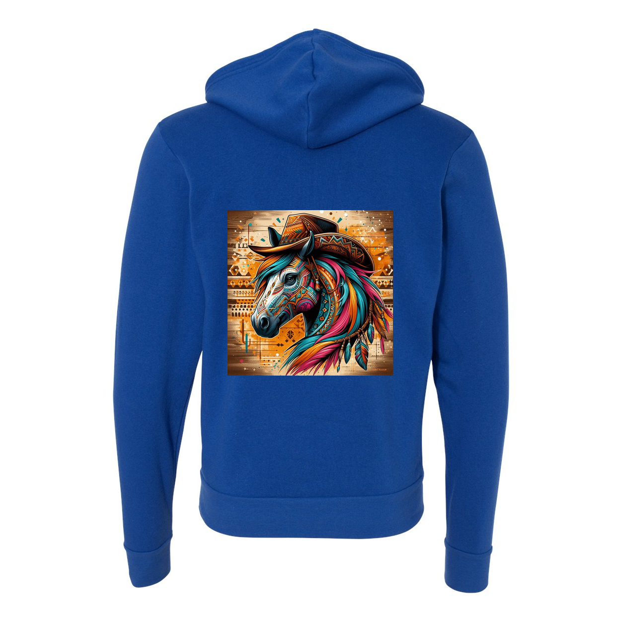 Cowboy Gus Tribal Horse Zip-Up Front Pocket Sweatshirts