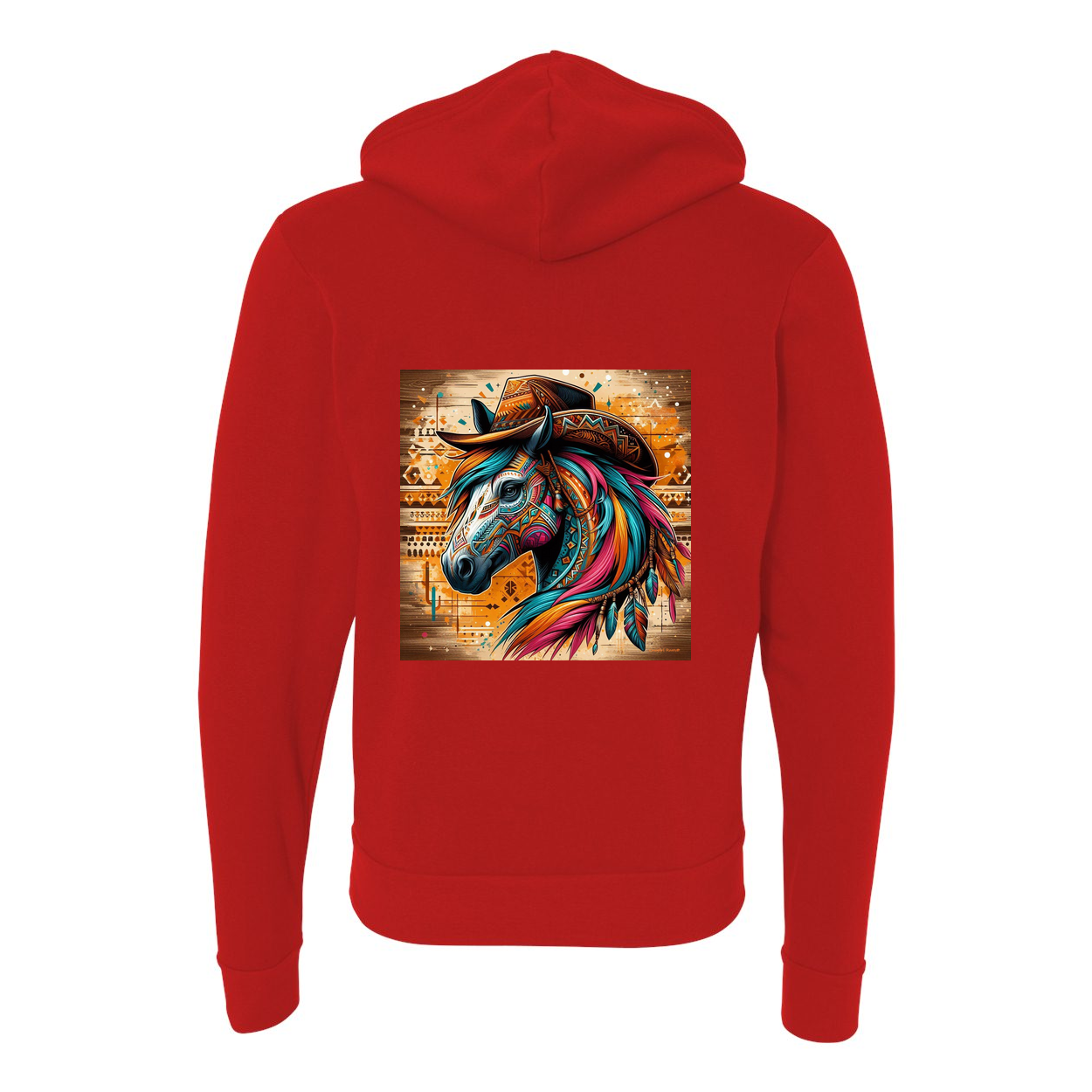 Cowboy Gus Tribal Horse Zip-Up Front Pocket Sweatshirts
