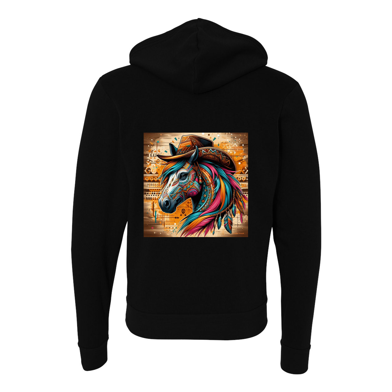 Cowboy Gus Tribal Horse Zip-Up Front Pocket Sweatshirts