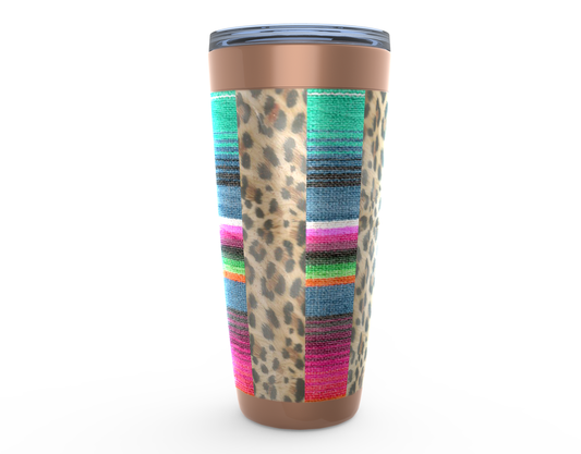 Cowgirl Roots™ Tumbler 20oz Leopard Print and Serape Stainless Steel Insulated Hot and Cold Mug